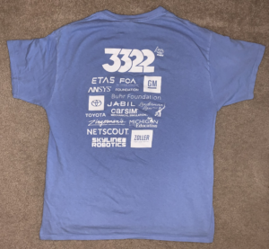 T-Shirt Back - 3322 logo on top above sponsor logs