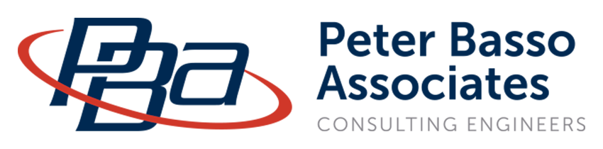 Peter Basso Associates Consulting Engineers - with logo of interlocked PB with lowercase a enclosed in a red halo