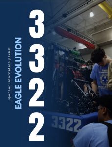 Sponsor Information Packet - Eagle Evolution 3322 - photo of students working on a robot with 3322 bumpers