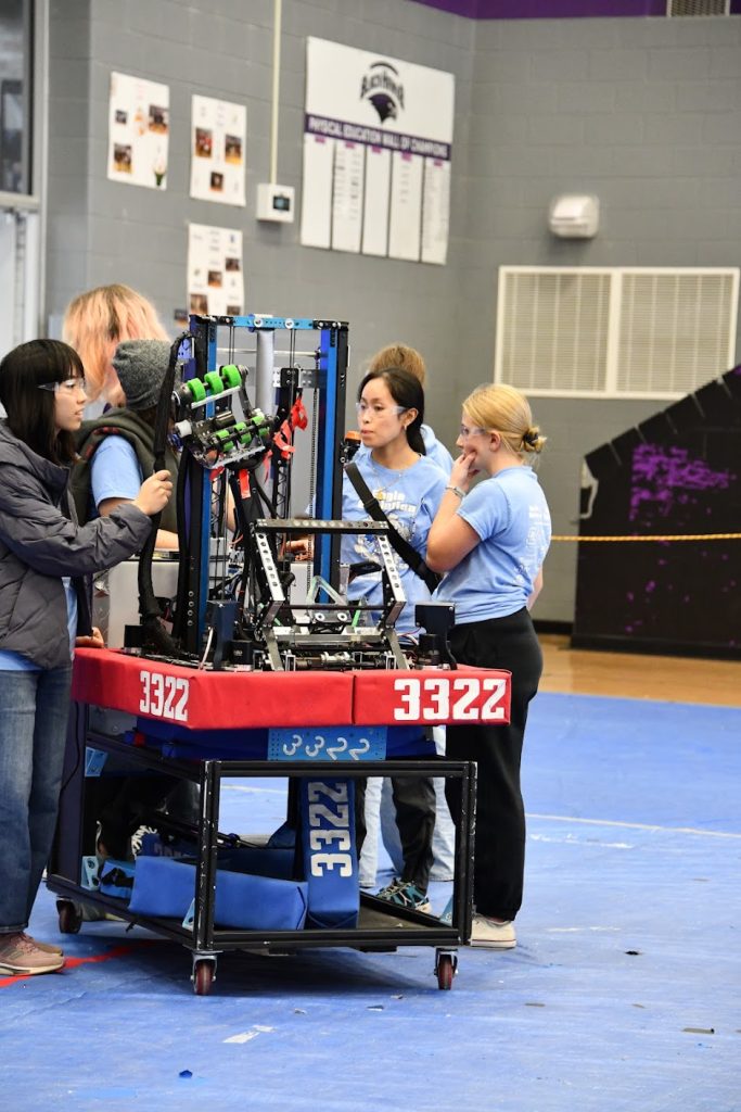 Small Group of Students with Team 3322 robot